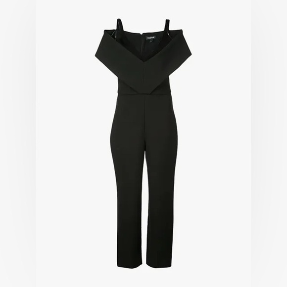Cushnie Jumpsuit Womens 12 Black Off Shoulder Stretch Crepe Ankle Length - Picture 4 of 8